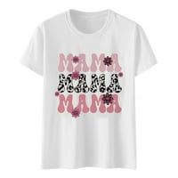 Majčin dan Žene vrhovi Žene Ležerne prilike za ispis majica Skraćena rukava Majica Labavi bluza, Pink,