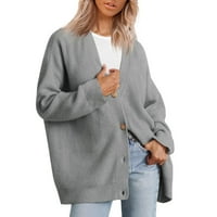 Sayhi ženski kardigan otvoren prednja prevelika tanka fit gumba niz lagani džemperi kardigani v izrez