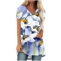 Prevelike majice za žene Dressy Ležerne prilike s kratkim rukavima s kratkim rukavima Vintage Cvjetni
