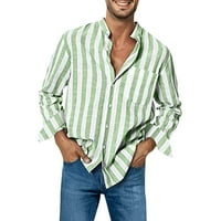 HHEI_K Muška modna casual džepna prugasta gumb dugih rukava majica majica muške majice