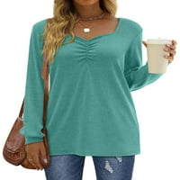 Avamo dame labavi V izrez TEE vrećasta moda Tunika bluza Žene Majica od pune boje Majica svijetlo zelena