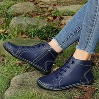JUEBONG Boots bavi se vintage spajanje gležnjače Velvet zip up kratke čizme dame dame okrugli nožni