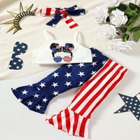 Qinghua Toddler Baby Girl 4. jula Outfit bez rukava vest za rukavice Halter gornji američki zastava
