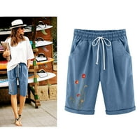 Aaiyomet Biker kratke hlače Ženske kratke hlače Ljetni elastični struk povremeni lagani sa džepovima,