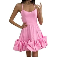 Ležerne ljetne haljine Ženska odjeća ispod ljetnog čišćenja A-line kratkih rukavica bez rukava ružičasta