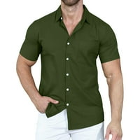 Vremenski ručni ručni majica s kratkim rukavima Casure Dugmes Solid gumb Isključi Slim Fit bluza vrhovi