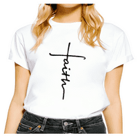 Kombinacija poprečne vjere Žene Verirenje Grafički teški majica Inspirativna majica Jesen O-izrez Top