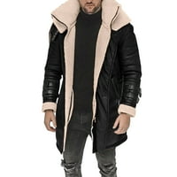 Jakne za muškarce plus veličine zimski kaput rever ovratnik dugih rukava kožna jakna od vintage zgušnjava