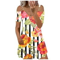 HHEI_K Ljetne haljine za žene Žene Modni cvijet Print haljine bez rukava plus veličina majica