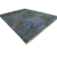 Siva svilena tepih 8 '10' Moderna ručna ručna prekriva indijski apstraktni veliki tepih