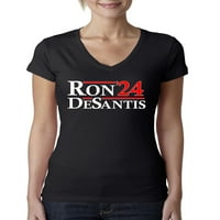 Divlji Bobby Ron Desantis Florida Repuličke izbore Politička žena Junior Fit V-izrez Tee, crna, X-velika