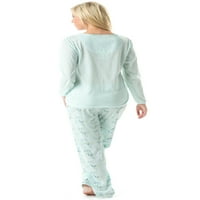 Ležerne prilivne noći ženski V-izrez dugih rukava pidžama set pidžama - pokazivača Pink - 2x