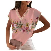 Modni casual v veck labave rukave ispisane majice kratkih rukava Casual vrhovi za ženske bluze l