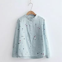 Bluza s gumbom Labava korejska casual košulja Print modne dugih rukava Ženska ženska bluza Slatke vrhove