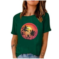 Ernkv modni ljetni vrhovi za žene Ispis majica s kratkim rukavima okrugle vrat Sunshine i plaža Rezervni