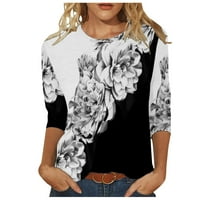 Ležerni ljetni vrhovi za žene Dressy Bolock Block Print rukav okrugli vrat Bluza Trendy prevelizirani udobni tunički majica TEE GREY XXXL