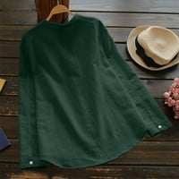Ženske vrhove Henley Solid Chemise casual ženska modna rukava kraljevska bluza zelena s