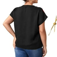 Ženska višebojna prugasta ukrašena casual bluza kratkih rukava plus veličine