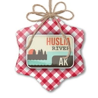 Božićni ukras u SAD Rivers Huslia River - Aljaska crvena plaid neonblond