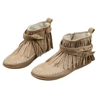 Daeful Womens gležnjače kopče kaiš čizme tassel ravna boot comfort boine zime zimske cipele Dame Neklizajući