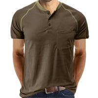 Majica za muškarce muški retro poslovni casual Travel Multi tipke O izrez pune boje kratkih rukava majica
