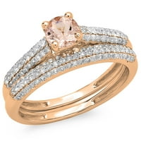 DazzlingRock kolekcija 14k okrugli morgarite i dijamantski angažman prsten sa odgovarajućim setom, zlatom