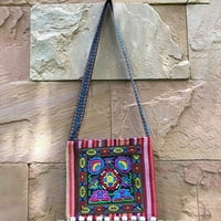 Vintage etnički plemenski izvezeni tassel remen crossbody torba Boho Hippie ručna ramena torba za plažu