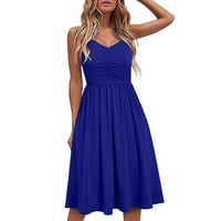 Wendunide ženske haljine proljeće ljeto Ženska haljina od pune boje tanka Slim Leisure Haljina za odmor Plava