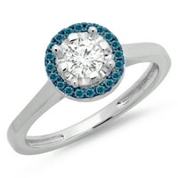 DazzlingRock kolekcija 0. Carat 14k Blue & White Diamond Bridal Halo Angažman prsten CT, bijelo zlato,