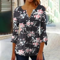 Rukav vrhovi za žene V-izrez casual cvjetne tiskane majice tunika Ljeto Basic Košulje Pleased bluza