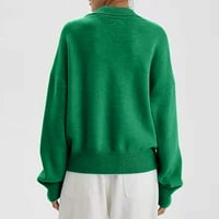 Ženski džemper s dugim rukavima vrat dukseri V izrez dugi rukav pulover Dukseri pune boje casual topli