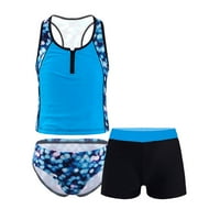 Msemis Girls Tankini Bath odijela cvjetna ljetna plaža kupaći kostimi s UPF 50, veličine 4- plave 6