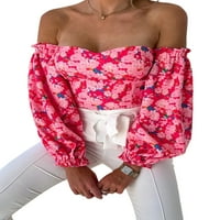 Colisha Women Fashion Summer Off ramena majica Casual Bohemian bluza Slim ruffle majica na duhu