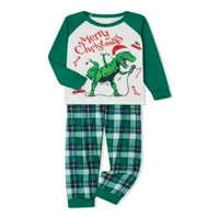 Božićna porodična pidžama Podudaranje dinosaura Print Tops i plaćene hlače za spavanje Xmas Jammies