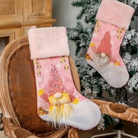 Božićni sjaji ružičasti čarape bombonske torbe Držač poklona čarapa velikog visećeg dekora