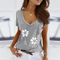 Majica Dyfzdhu za ženske bluze plus V izrez Tunika majica Štampane povremene veličine labave ljetne