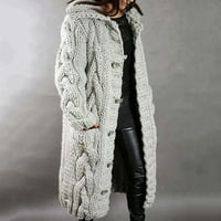 Dolkfu zimski kaput Žene Žene kapuljače Kardigan Velike veličine Džep džepa Jednostruki grudi dugi rukavi