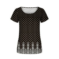Modne tiskane majice Crna ženska odjeća Poklon za kupanje ženski modni tiskani casual okrugli vrat s kratkim rukavima labav majica bluza