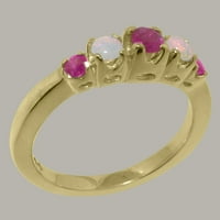 Britanci napravio 14k žuto zlato stvarni originalni rubin i opal ženski prsten - veličine opcije - veličine