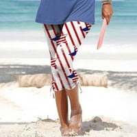 Amtdh Ženska zvijezda Striped American zastava Štamparija za zatvaranje Radno plaža Lagane hlače Lady