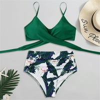 Penskeiy žene dva vintage kupaćim kostimu ispisani omotač bikini setovi Tržni upravljački kupaći kostimi Push up High Squik bikini sa donjih osipa za šivanje XL Green u prodaji