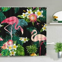 Flamingo Vodootporne tuš za tuširanje Tropska džungle zelene biljke ostavlja zastoru za kupatilo za