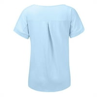 Majice za ženske ležerne pamučne i o vrate Čvrsti kratkih rukava majica, bluza na majici, topsize 2xl