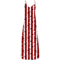 Odeerbi 4. jula Patriots Ljeto Maxi haljina za žene Ležerne prilike za neovisnost Crewneck Duga haljina