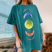 Ženski mjesec je otisnuo vintage raglan na vrhu majica T-majice na vrhu Luna kratki rukav planeta puna