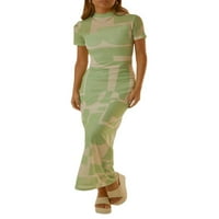 wybzd y2k duga haljina za žene mock vrat kratkih rukava cvjetni print Bodycon Slim Fit Party Club Maxi