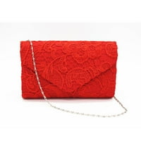 Ženska novčanica Elegantna cvjetna čipka koverte torbe vjenčane večernje torbe torbice PU kožna vintage-crvena