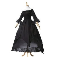 Hueook Gothic haljine za žene plus veličine Halloween dugih rukava čipka za čipke s okruglim vratom