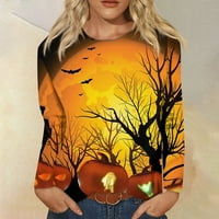 Tking modni vrhovi dugih rukava za žene plus veličine Crewneck Halloween Print majica Labavi pulover