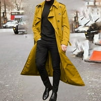 Leesechin Muška zimska modna dugačka kaputa za dugački kaput Jednostavna boja topli rever kaput Business
